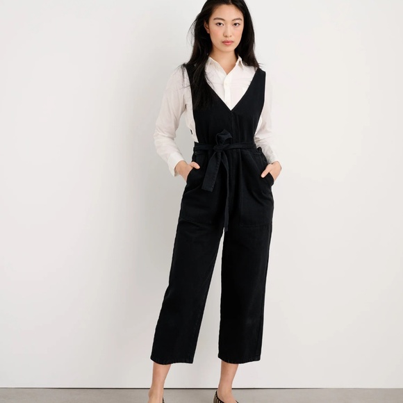 BNWT NEW Alex Mill made Black Denim Ollie Overalls Romper Jumpsuit well X-LARGE! - Picture 1 of 7